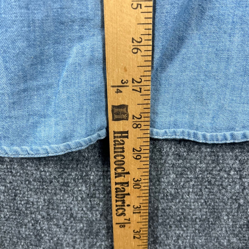 American Eagle Hooded Shirt Mens Large Blue Chambray Denim Button Up - Picture 6 of 8